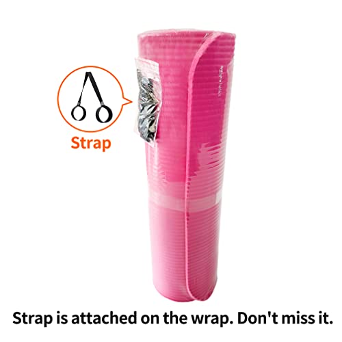 Amazon Basics 1/2 Inch Extra Thick Exercise Yoga Mat with Carrying Strap for Home Workouts and Fitness, 74" x 24" x 0.5", Pink