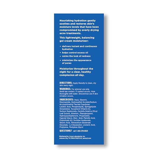 PanOxyl PM Balancing Repair Moisturizer with Niacinamide, Ceramides and Cica, Hydrating Face Moisturizer, Acne Prone Skin and Dry Skin, Non-Comedogenic Night Face Moisturizer, 3 oz (Pack of 2)