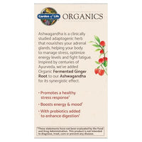 Thumbnail for Garden of Life Organic Ashwagandha Supplement with Probiotics & Ginger - Stress, Mood & Energy Support, Vegan, Gluten Free, Non GMO, 2 Month Supply, 60 Tablets