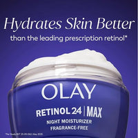 Thumbnail for Olay Retinol Face Moisturizer, 24 MAX Anti-Aging Night Cream for Women, Fragrance-Free, Non Greasy - Anti-Wrinkle, Smooth Fine Lines, Tightening, Hydrating Skin Care - Peptides, Glycerin, 1.7 Oz