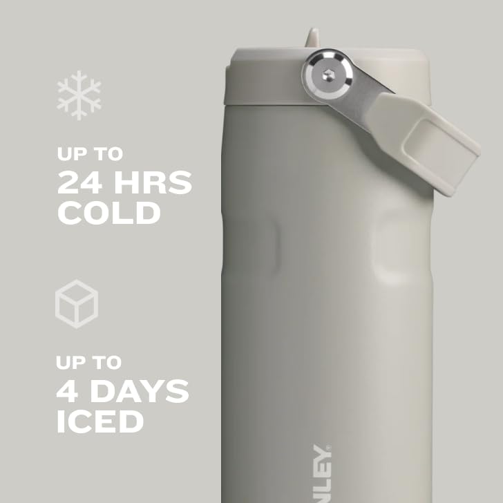 Stanley IceFlow Flip Straw 2.0 Water Bottle 24 oz | Built-In Straw with Larger Opening | Lightweight and Leak Resistant | Insulated Stainless Steel | BPA-Free | Rose Quartz