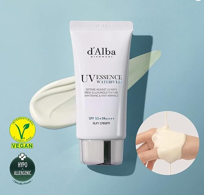 d'Alba Piedmont [ORIGINAL] UV Essence Sunscreen for Face SPF 50+ Face Moisturizer Korean Ultra Violet Protection White Truffle Sun Cream Hydrate Skin and Decrease Wrinkles
