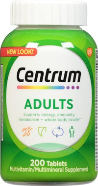 Thumbnail for Centrum Adult Multivitamin/Multimineral Supplement with Antioxidants, Zinc, Vitamin D3 and B Vitamins, Gluten Free, Non-GMO Ingredients - 200 Count