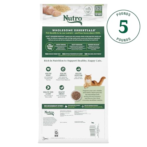 Nutro Wholesome Essentials Senior Dry Cat Food, Senior Cat Food Dry Chicken & Brown Rice Recipe, 5 lb. Bag