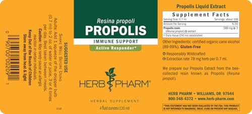 Herb Pharm Propolis Liquid Extract for Immune System Support - 4 Ounce