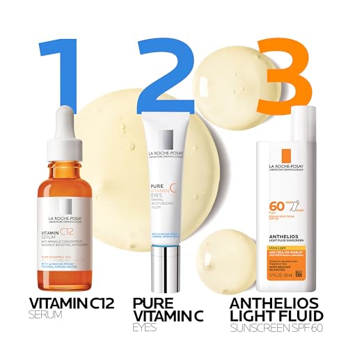 La Roche-Posay Pure Vitamin C Serum For Face With Hyaluronic Acid & Salicylic Acid, Hydrating & Brightening Serum, Boost Radiance & Reduce Wrinkles, Paraben Free