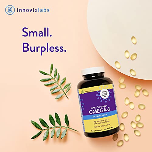 InnovixLabs Ultra Strength Omega 3 Fish Oil Supplements - Enteric Coated Burpless Fish Oil - IFOS Certified Omega 3 Fatty Acid Supplements - 200 Omega 3 Supplement Pills