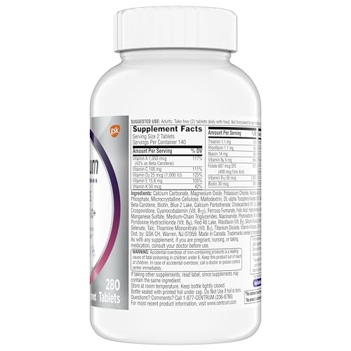 Centrum Minis Silver Women's Multivitamin for Women 50 Plus, Multimineral Supplement with Vitamin D3, B Vitamins, Non-GMO Ingredients, Supports Memory and Cognition in Older Adults - 280 Ct