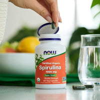 Thumbnail for NOW Foods Supplements, Certified Organic, Spirulina 1000 mg (Double Strength), Rich in Beta-Carotene (Vitamin A) and B-12 with naturally occurring GLA , 120 Tablets