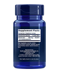 Thumbnail for Life Extension Vitamin B12 Methylcobalamin 500mcg - Vitamin B12 Supplement for General Energy and Brain Health - Sugar Free Vegetarian Lozenges Dissolve in Your Mouth - Once Daily - 100 Count