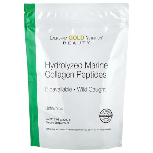 California Gold Nutrition Collagen Peptides Powder with Hyaluronic Acid, Support for Healthy Hair, Skin, Nails, Joints and Bones, Non-GMO, Gluten and Dairy Free, Unflavored, 7.05 oz (200 g)