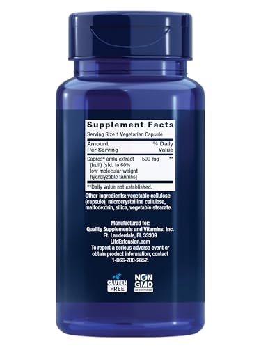 Life Extension Advanced Lipid Control, amla Extract, Indian Gooseberry, Heart Health, endothelial Health, Vegetarian, Gluten-Free, 60 Capsules