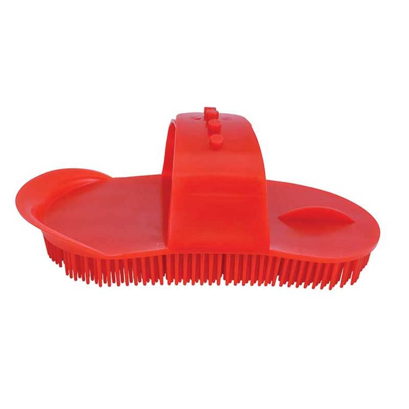 Horse Grooming Curry Comb Red Color Plastic with Adjustable Strap