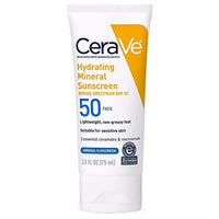 Thumbnail for CeraVe 100% Mineral Sunscreen SPF 50, Face sunscreen With Zinc Oxide & Titanium Dioxide, Hyaluronic Acid + Niacinamide + Ceramides, Oil Free, Travel Size 2.5 oz