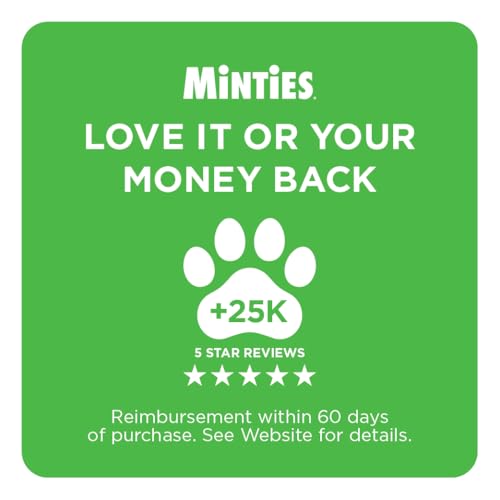 Minties Dental Chews for Dogs, 40 Count, Vet-Recommended Mint-Flavored Dental Dog Treats for Medium Dogs, Bones Clean Teeth, Fight Bad Breath, and Removes Plaque and Tartar