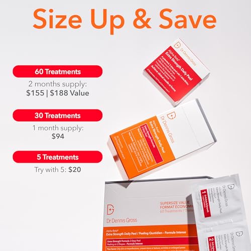 Dr. Dennis Gross Alpha Beta Extra Strength Daily Peel: for Oily Skin, Uneven Tone or Texture, Wrinkles or Enlarged Pores (30 Treatments)