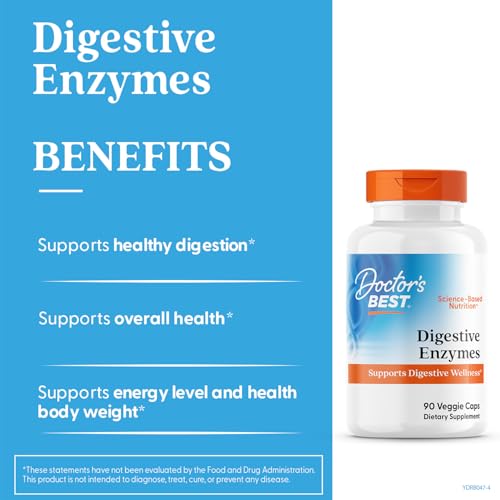 Doctors Best Digestive Enzymes, Supports Digestive Wellness, Non-GMO, Vegetarian 90 Veggie Caps