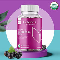 Thumbnail for Hyland's Organic Elderberry Plus Gummies, Organic Black Elderberry with ZINC and Vitamin C, Immune Support Supplement for Adults, 60 Vegan Gummies (30 Days)