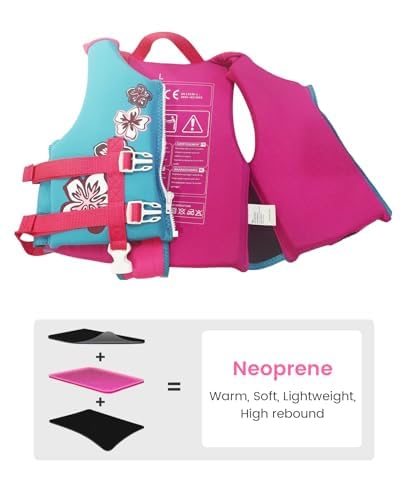 Zeraty Toddler Swim Vest Neoprene Kids Float Jacket Swimming Aid for Children with Adjustable Safety Strap Age 2-9+ Years/36-88Lbs