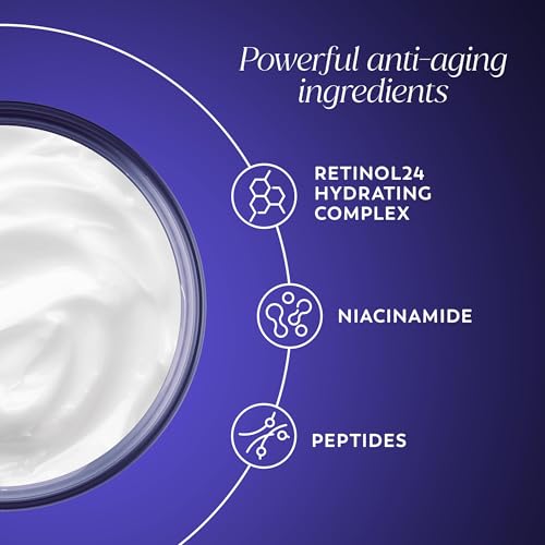 Olay Retinol Face Moisturizer, 24 MAX Anti-Aging Night Cream for Women, Fragrance-Free, Non Greasy - Anti-Wrinkle, Smooth Fine Lines, Tightening, Hydrating Skin Care - Peptides, Glycerin, 1.7 Oz