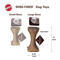 Thumbnail for SPOT Dura-Fused Leather Bone- Durable Dog Toy with Squeaker, Real Leather & Jute Fabric, Interactive Toy for Moderate & Aggressive Chewers, Medium & Large Dogs and Puppies, 9 inch