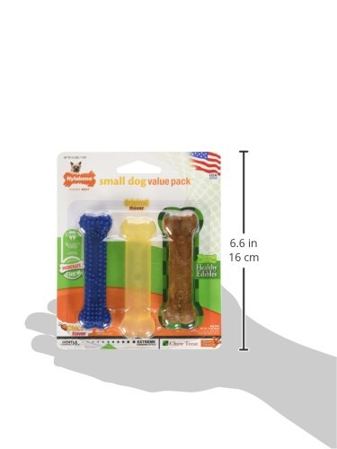 Nylabone Original Bone Flexi Chew Toy for Dogs, Dog Toys for Moderate Chewers, Dog Chew Bones, Chicken & Original Flavor, For X-Small Dogs - Up to 15 lbs, 3 Pack