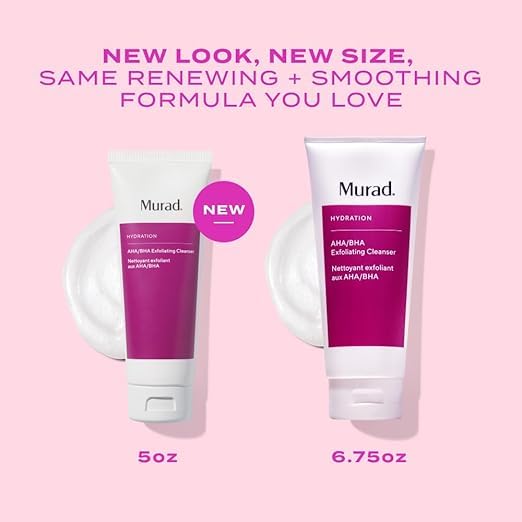 Murad AHA/BHA Exfoliating Cleanser - Triple-Action Cleansing Exfoliator with Salicylic, Lactic, & Glycolic Acids - Creamy Face Wash Removes Dull, Dry Skin for Smoother, Softer Skin (2 Fl Oz)