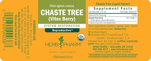Herb Pharm Chaste Tree Liquid Extract for Female Reproductive System Support - 1 Ounce (DCHASTE01)