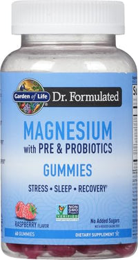 Thumbnail for Garden of Life - Dr Formulated Magnesium Citrate Supplement with Prebiotics & Probiotics for Stress, Sleep & Recovery - Vegan, Gluten Free, Kosher, Non-GMO, No Added Sugars – 60 Raspberry Gummies