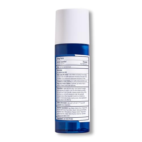 PanOxyl Clarifying Exfoliant with 2% Salicylic Acid, BHA Liquid Exfoliant for Face, Unclogs, Minimizes Appearance of Pores, Blue Algae and Antioxidants Help Calm Redness, For Acne Prone Skin, 4 fl oz