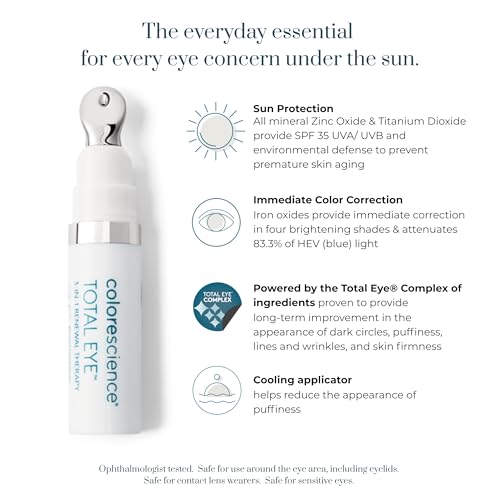 Colorescience Total Eye 3-in-1 Renewal Therapy, 0.23 Fl Oz, Medium