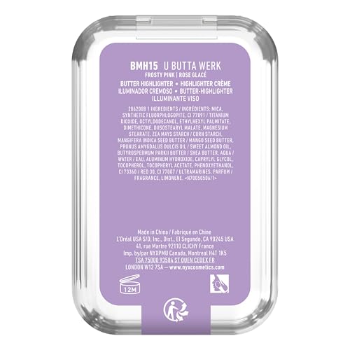 NYX PROFESSIONAL MAKEUP Buttermelt Highlighter, Powder Highlighter Makeup, With Up to 12H Wear and High Impact Glow - 15 U Butta Werk (Frosty Pink)