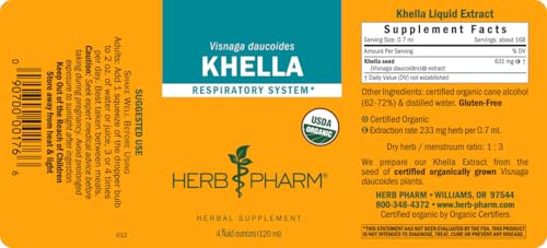Herb Pharm Khella Liquid Extract for Respiratory System Support - 4 Ounce