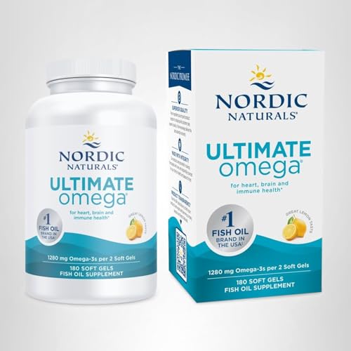 Nordic Naturals Ultimate Omega, Lemon Flavor - 60 Soft Gels - 1280 mg Omega-3 - High-Potency Fish Oil Supplement with EPA & DHA - Promotes Brain & Heart Health - Non-GMO - 30 Servings
