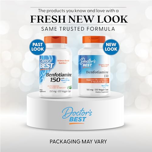 Doctor's BEST Benfotiamine 150mg Supplement - Bioavailable Vitamin B1 for Men & Women, Benfotiamine B1 Capsules, Supports Nerve & Metabolic Health, Antioxidant Support, Non GMO - 120 Veggie Caps