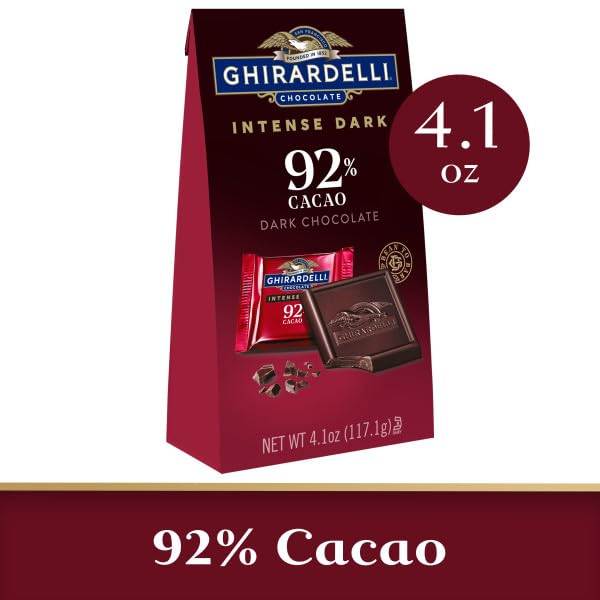 Ghirardelli 92% Cacao Dark Chocolate Intense Dark Medium Bag, 4.1 oz Pack of Two