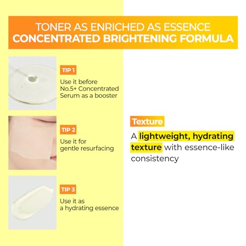 numbuzin No.5 Toner | Vitamin Boosting Essential Toner | First Step Skin Care | Improves Hyperpigmentation and Uneven Skin Tone | 6.76 fl. oz.