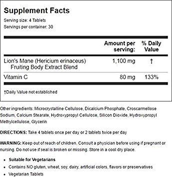 Maitake Products Mushroom Wisdom Super Lion's Mane - 120 Vegetarian Caplets