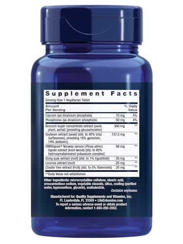 Life Extension Estrogen for Women, Helps Relieve hot Flashes and Night Sweats, Soy isoflavones, Norway Spruce Extract, chasteberry, Hormone-Free, Gluten Free, Non-GMO, Vegetarian, 30 Tablet