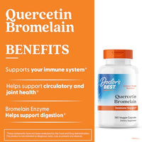 Thumbnail for Doctor's Best Quercetin Bromelain, Immunity Support Capsule, Heart, Joint & Healthy Respiratory System, Non-GMO, Vegan, Gluten Free, Soy Free,180 VC
