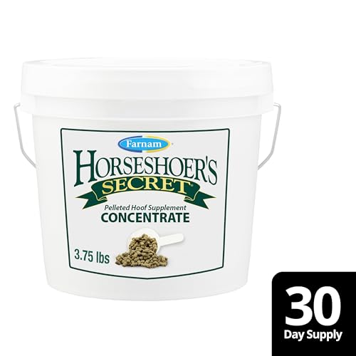 Farnam Horseshoer’s Secret Pelleted Hoof Supplement Concentrate, 25 mg of Biotin per 2 oz. Serving, For Cracked and Strong Hoof Walls, Horse Biotin Supplement with Amino Acids, 3.75 lb 30-Day Supply