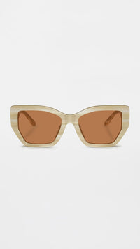 Thumbnail for Tory Burch TY7187U Brown & Ivory Horn Sunglasses 53mm