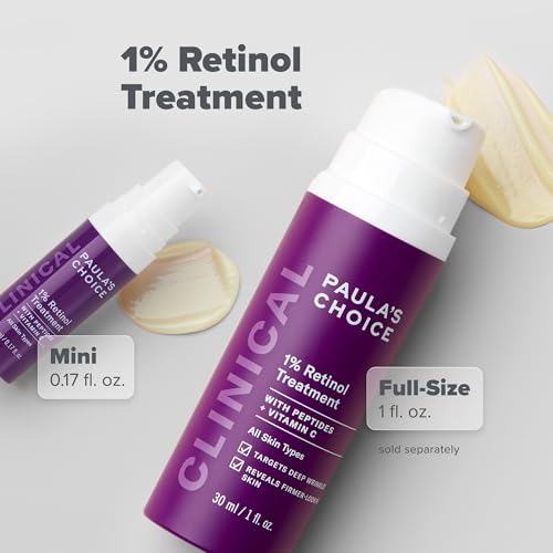 Paula's Choice CLINICAL 1% Retinol Treatment Cream with Peptides, Vitamin C & Licorice Extract, Anti-Aging & Wrinkles, Travel Size. PACKAGING MAY VARY.
