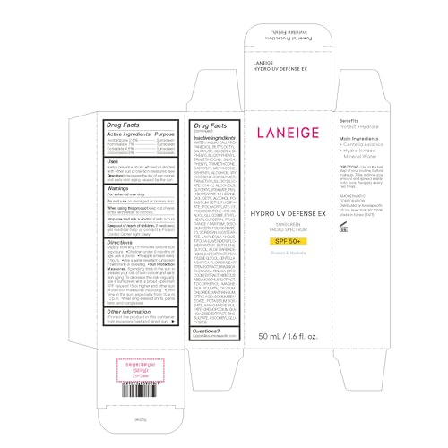 LANEIGE Hydro UV Defense Sunscreen Broad Spectrum SPF 50+: Korean Sunscreen, No White Cast, Dermatologically Tested, Hypoallergenic