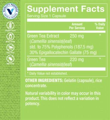 The Vitamin Shoppe Green Tea Extract 250MG (30 EGCG), Antioxidant Supplement That Supports Cellular Cardiovascular Health Weight Management, Fights Free Radicals (300 Capsules)