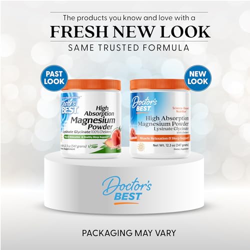 Doctor's Best High Absorption Magnesium Powder (Peach Flavored) 100% Chelated TRACCS, Not Buffered, Headaches, Muscle, Vegan, Peach Flavor, 12.3 Ounce (Pack of 1)