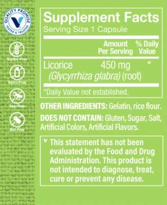 The Vitamin Shoppe Licorice Root 450MG, A Traditional Herb That Supports Digestion (100 Capsules)