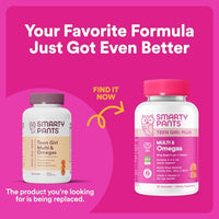 Thumbnail for SmartyPants Teen Girl Multivitamin Gummies: Omega 3 Fish Oil (EPA/DHA), Vitamin C, D3, B12, Vitamin A, K & Zinc, Gluten Free, Includes Biotin to Support Hair, Skin & Nails, 120 Count (30 Day Supply)
