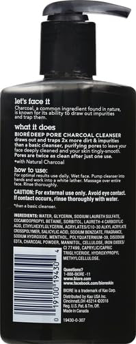 BiorÃ© Deep Pore Charcoal Daily Face Wash, 6.77 Fl oz, with Deep Pore Cleansing for Dirt and Makeup Removal From Oily Skin