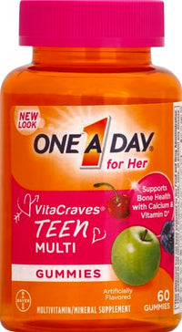 Thumbnail for ONE A DAY Teen for Her Multivitamin Gummies, Gummy Multivitamins with Vitamin A, C, D, E and Zinc for Immune Health Support, Physical Energy & More, 60 Count (Pack of 2)